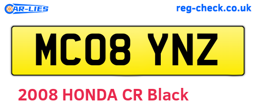 MC08YNZ are the vehicle registration plates.