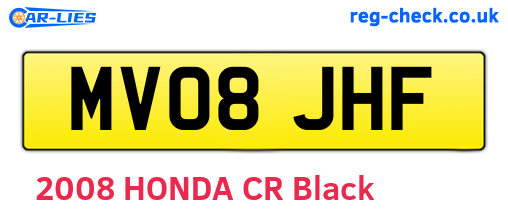 MV08JHF are the vehicle registration plates.
