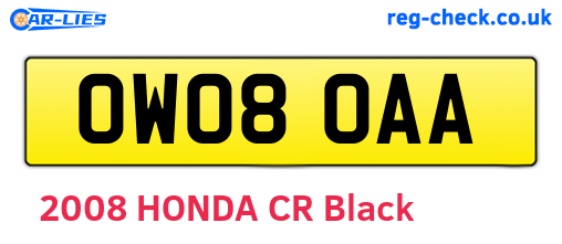 OW08OAA are the vehicle registration plates.