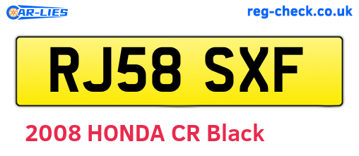 RJ58SXF are the vehicle registration plates.