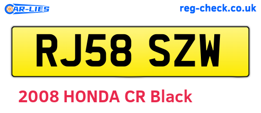 RJ58SZW are the vehicle registration plates.