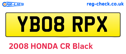 YB08RPX are the vehicle registration plates.