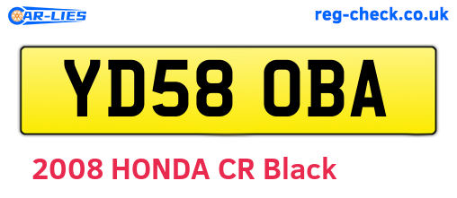 YD58OBA are the vehicle registration plates.