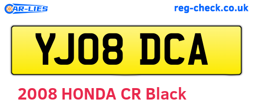 YJ08DCA are the vehicle registration plates.