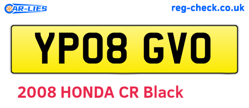YP08GVO are the vehicle registration plates.