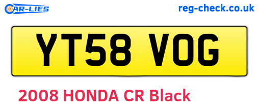 YT58VOG are the vehicle registration plates.