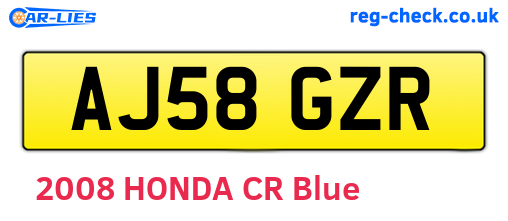 AJ58GZR are the vehicle registration plates.