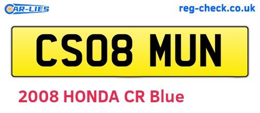 CS08MUN are the vehicle registration plates.