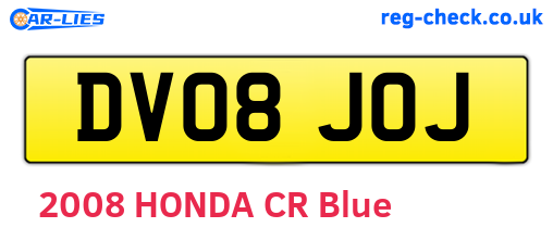 DV08JOJ are the vehicle registration plates.