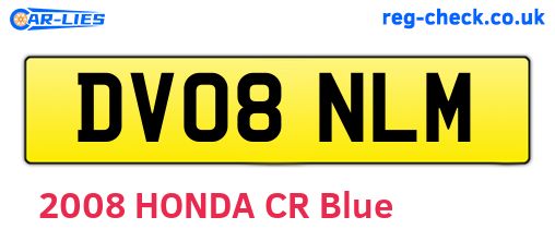 DV08NLM are the vehicle registration plates.