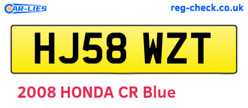 HJ58WZT are the vehicle registration plates.