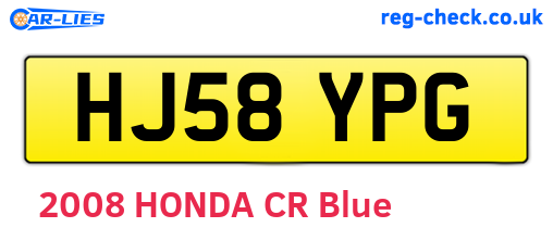 HJ58YPG are the vehicle registration plates.