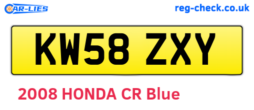 KW58ZXY are the vehicle registration plates.