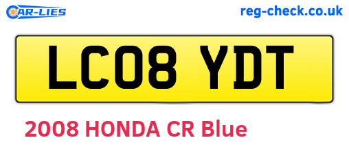 LC08YDT are the vehicle registration plates.