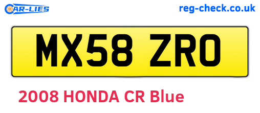MX58ZRO are the vehicle registration plates.