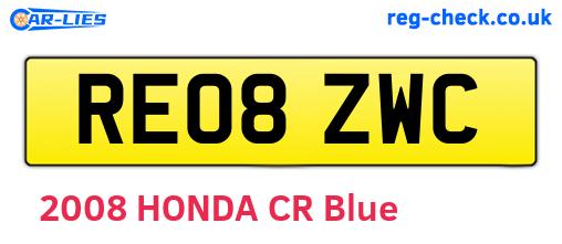 RE08ZWC are the vehicle registration plates.