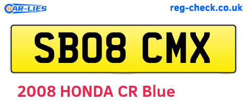 SB08CMX are the vehicle registration plates.