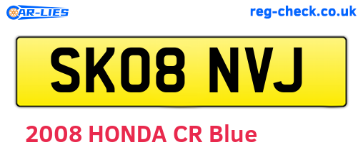 SK08NVJ are the vehicle registration plates.