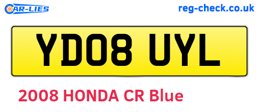 YD08UYL are the vehicle registration plates.
