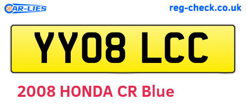 YY08LCC are the vehicle registration plates.