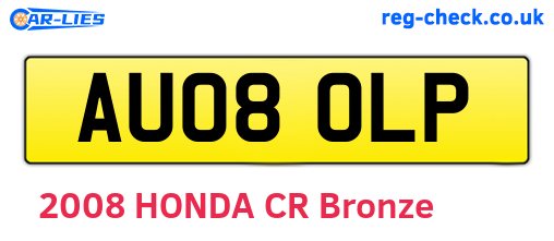 AU08OLP are the vehicle registration plates.