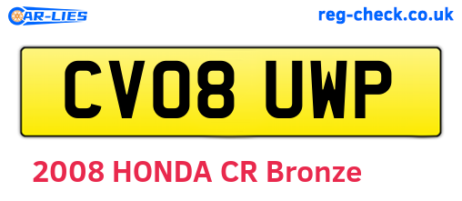 CV08UWP are the vehicle registration plates.