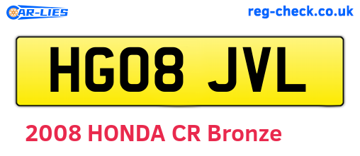 HG08JVL are the vehicle registration plates.