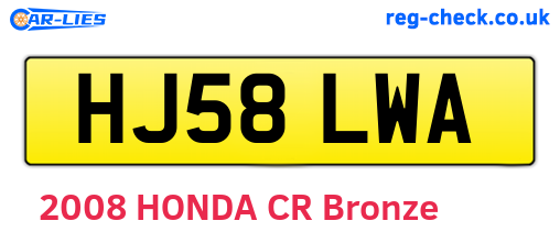 HJ58LWA are the vehicle registration plates.