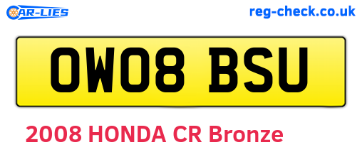 OW08BSU are the vehicle registration plates.