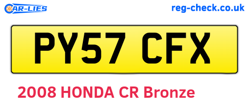 PY57CFX are the vehicle registration plates.