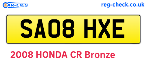 SA08HXE are the vehicle registration plates.