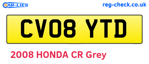 CV08YTD are the vehicle registration plates.