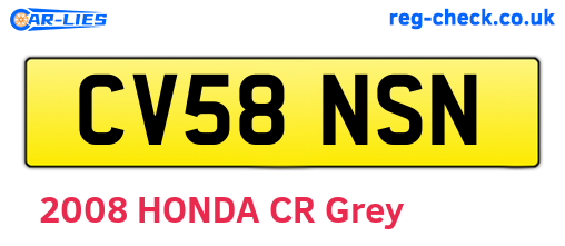CV58NSN are the vehicle registration plates.