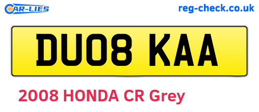 DU08KAA are the vehicle registration plates.