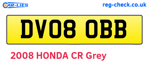 DV08OBB are the vehicle registration plates.