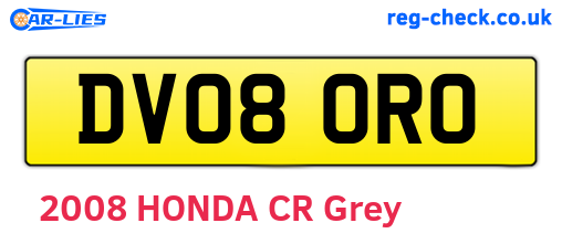 DV08ORO are the vehicle registration plates.