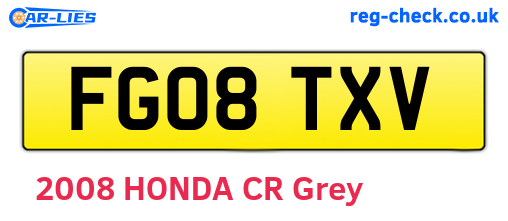 FG08TXV are the vehicle registration plates.