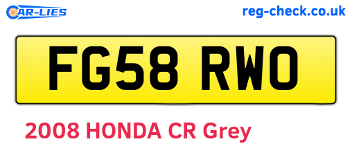 FG58RWO are the vehicle registration plates.