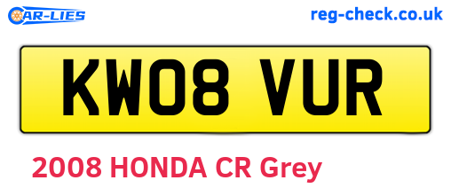 KW08VUR are the vehicle registration plates.