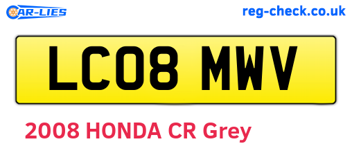 LC08MWV are the vehicle registration plates.
