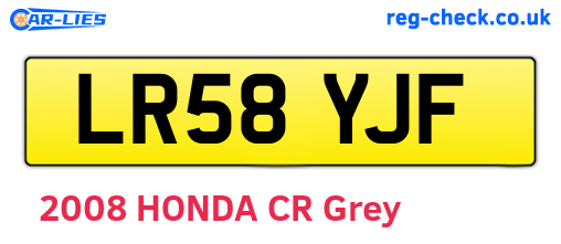 LR58YJF are the vehicle registration plates.