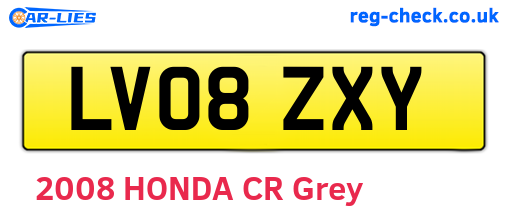 LV08ZXY are the vehicle registration plates.
