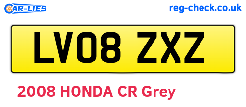 LV08ZXZ are the vehicle registration plates.
