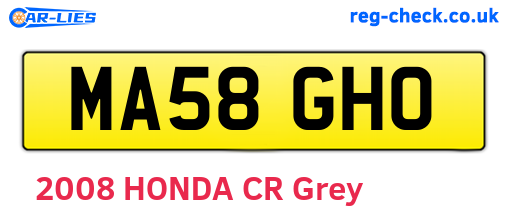 MA58GHO are the vehicle registration plates.