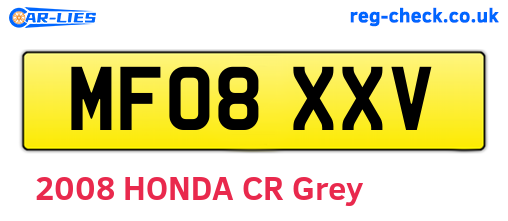 MF08XXV are the vehicle registration plates.