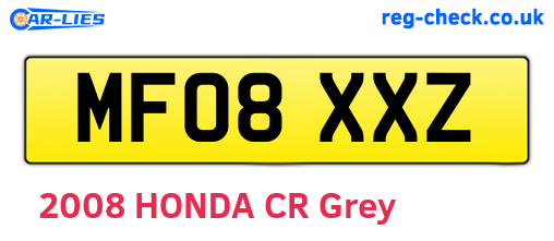 MF08XXZ are the vehicle registration plates.