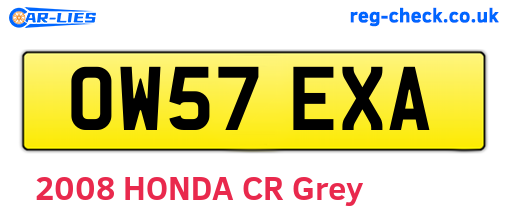 OW57EXA are the vehicle registration plates.