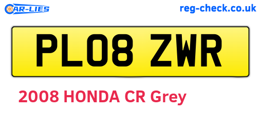 PL08ZWR are the vehicle registration plates.