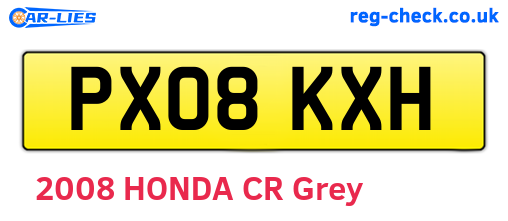 PX08KXH are the vehicle registration plates.