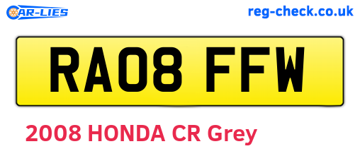 RA08FFW are the vehicle registration plates.